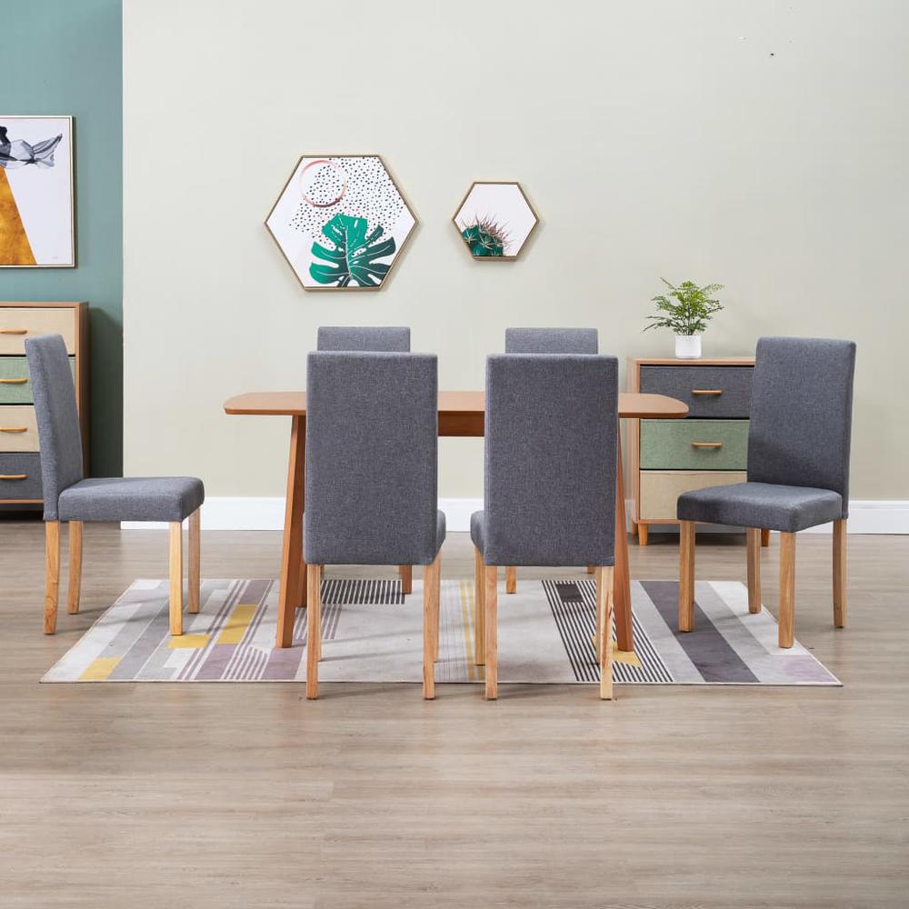 vidaXL Dining Chairs 6 pcs Light Gray Fabric, 277234. Picture 1