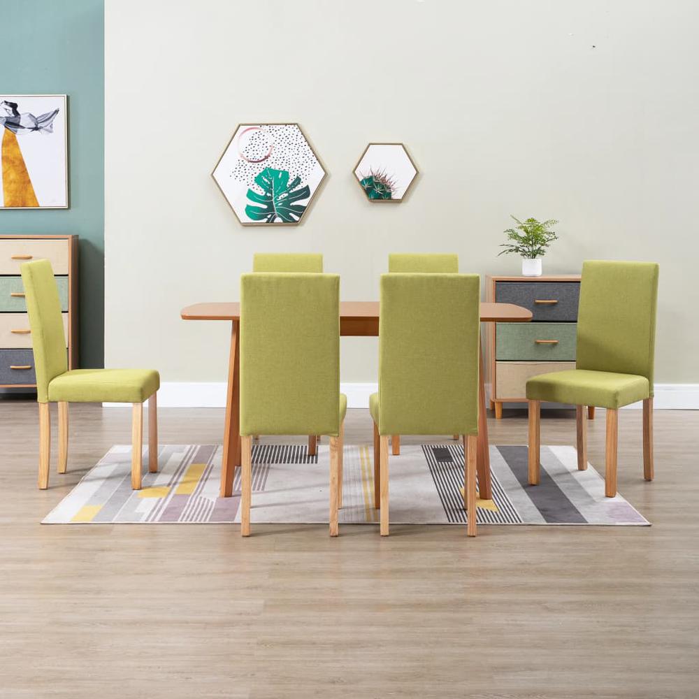 vidaXL Dining Chairs 6 pcs Green Fabric, 277239. Picture 1