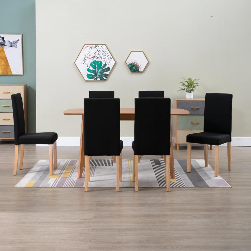 vidaXL Dining Chairs 6 pcs Black Fabric, 277240. Picture 1
