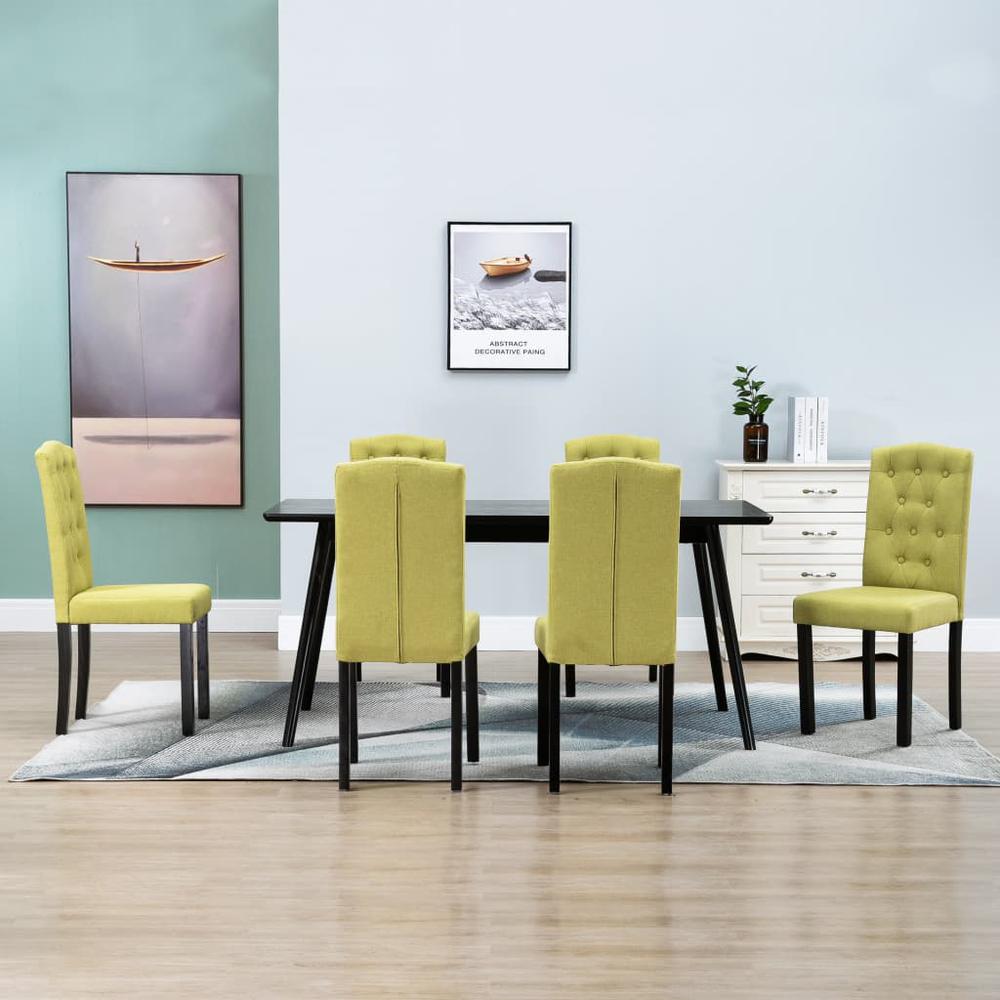 vidaXL Dining Chairs 6 pcs Green Fabric, 277266. Picture 1