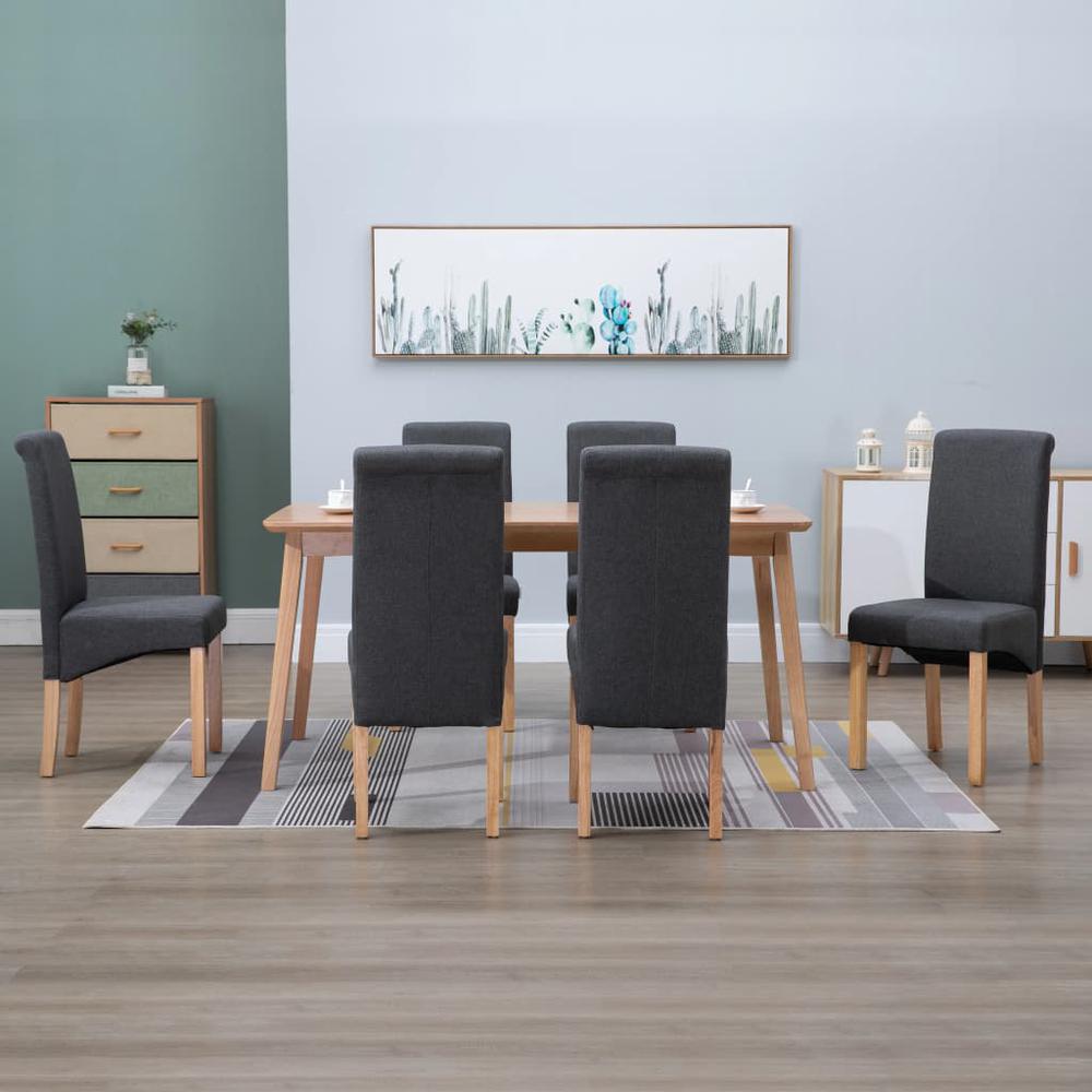 vidaXL Dining Chairs 6 pcs Gray Fabric, 277271. Picture 1
