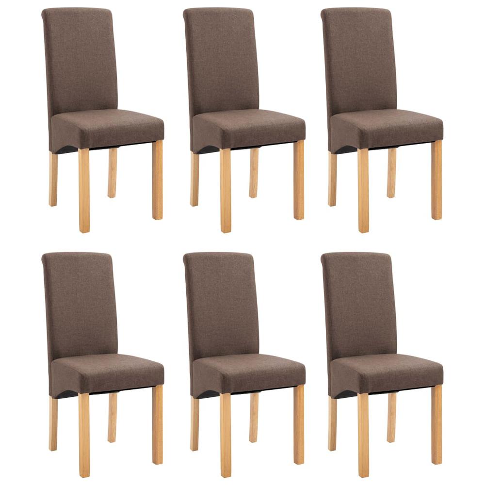 vidaXL Dining Chairs 6 pcs Brown Fabric, 277273. Picture 2
