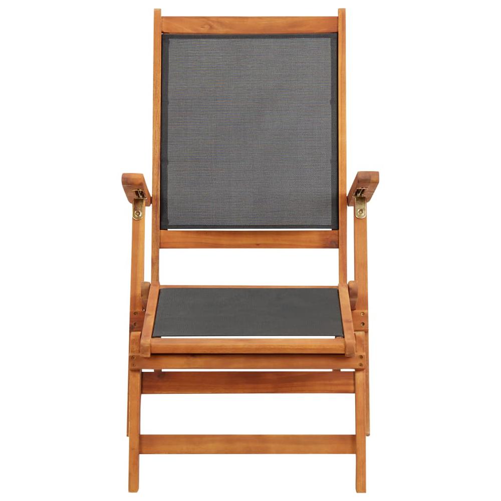 vidaXL Sun Lounger Solid Acacia Wood and Textilene, 45958. Picture 2
