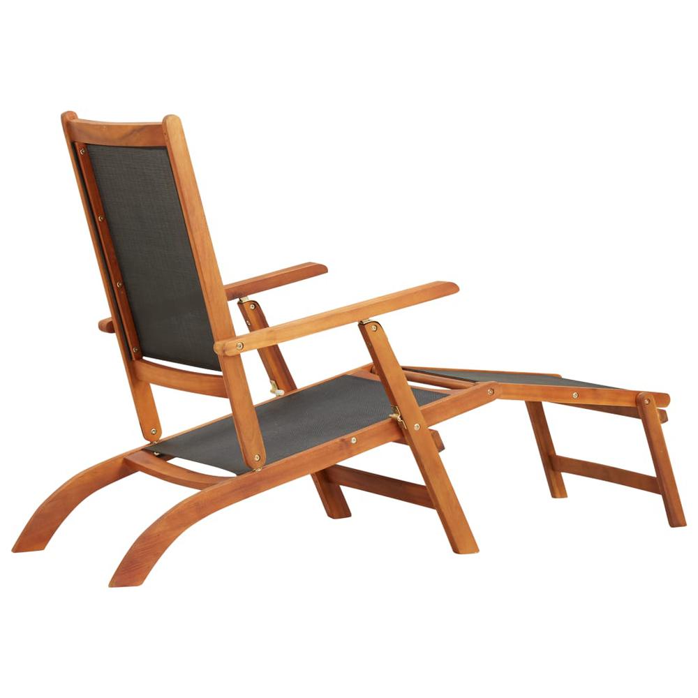 vidaXL Sun Lounger Solid Acacia Wood and Textilene, 45958. Picture 4