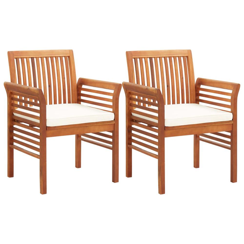 vidaXL Garden Dining Chairs with Cushions 2 pcs Solid Acacia Wood, 45965. Picture 1