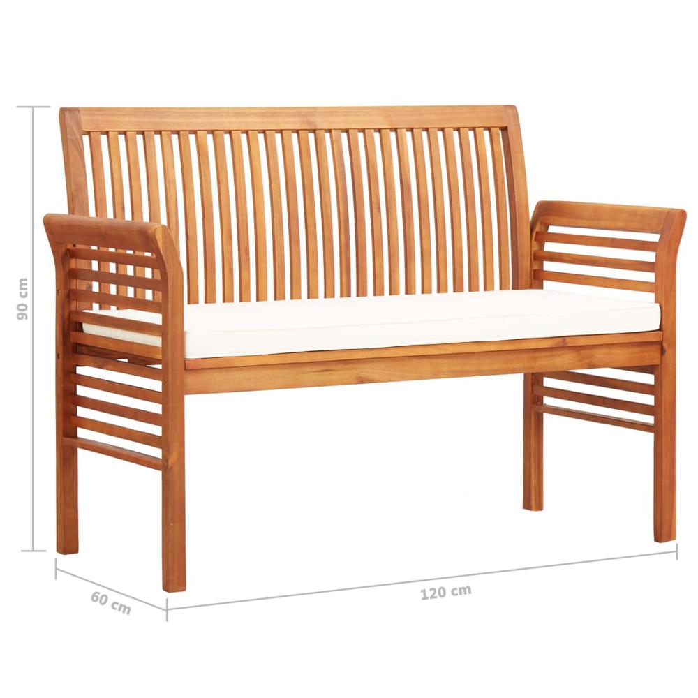 vidaXL 2-Seater Garden Bench with Cushion 47.2" Solid Acacia Wood, 45967. Picture 7