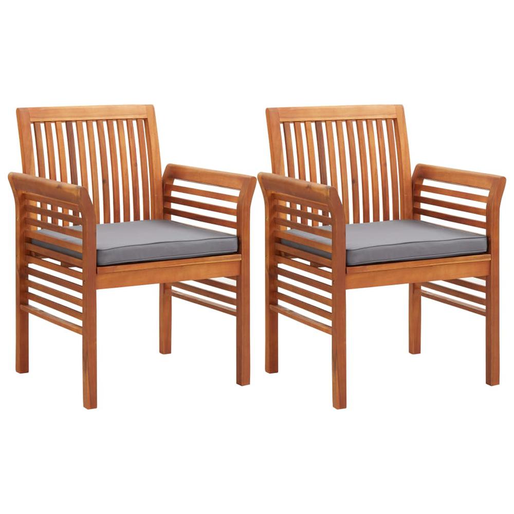 vidaXL Garden Dining Chairs with Cushions 2 pcs Solid Acacia Wood, 45970. Picture 1