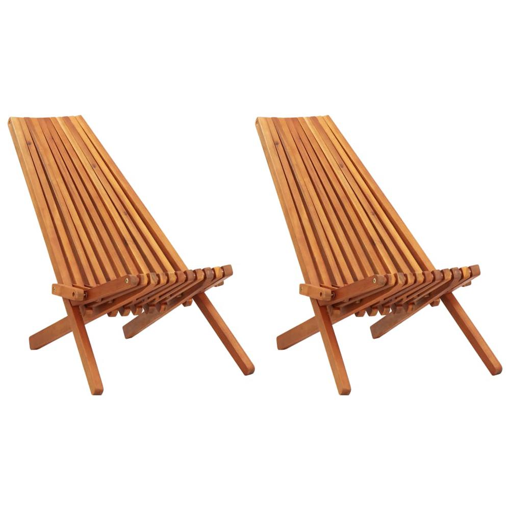 vidaXL Folding Outdoor Lounge Chairs 2 pcs Solid Acacia Wood, 45975. Picture 1