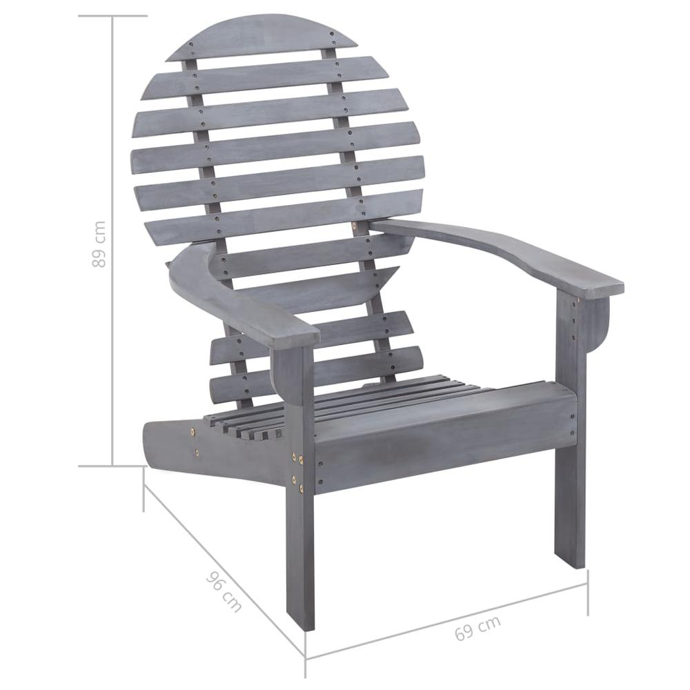 vidaXL Adirondack Chair Solid Acacia Wood Gray, 46322. Picture 8
