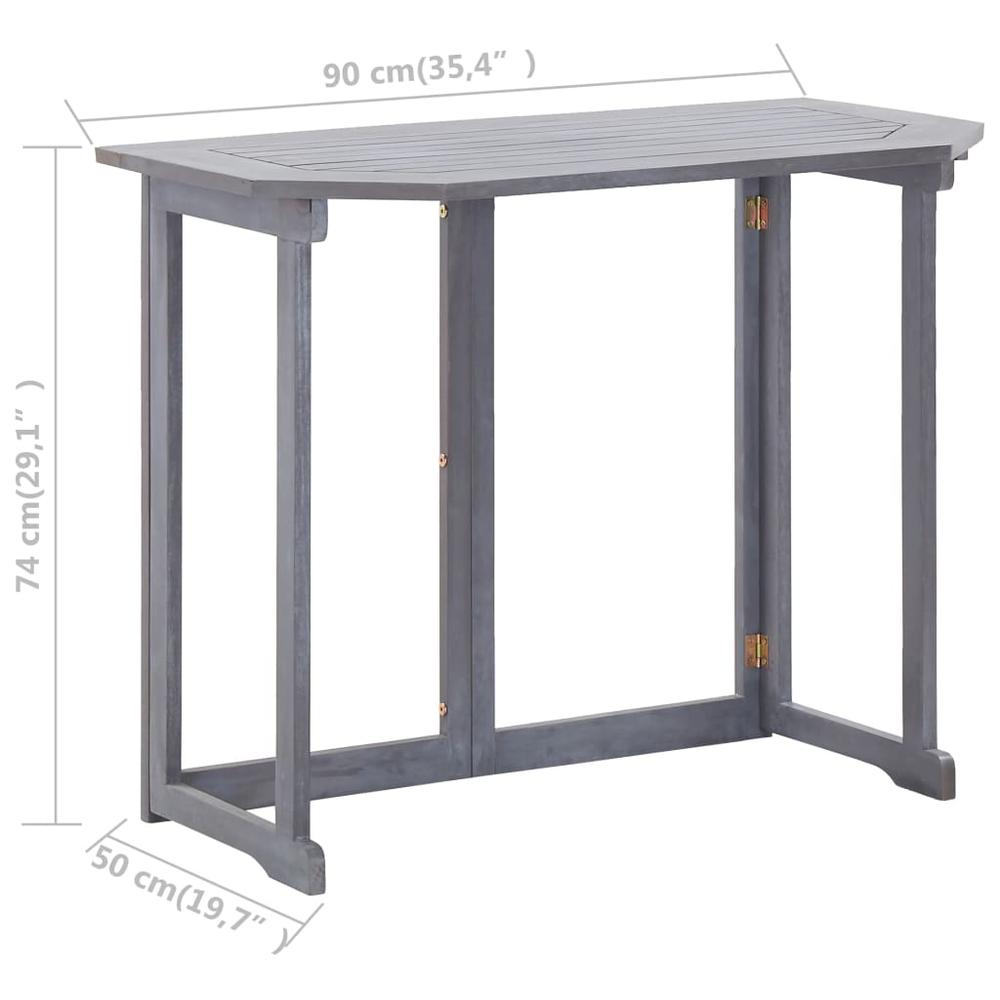 vidaXL Folding Balcony Table 35.4"x19.7"x29.1" Solid Acacia Wood, 46326. Picture 8