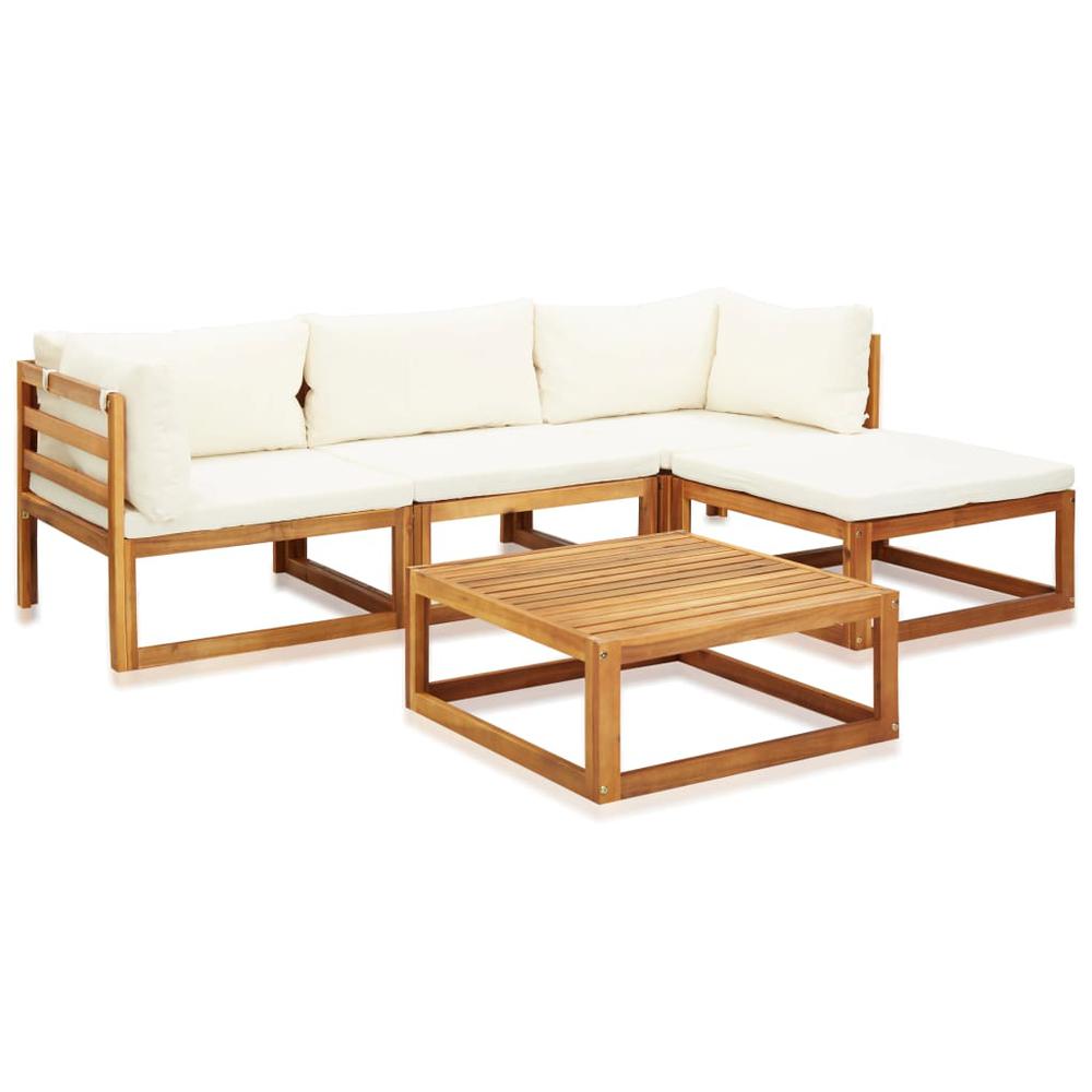 vidaXL 5 Piece Garden Lounge Set with Cushions Solid Acacia Wood, 45916. Picture 1