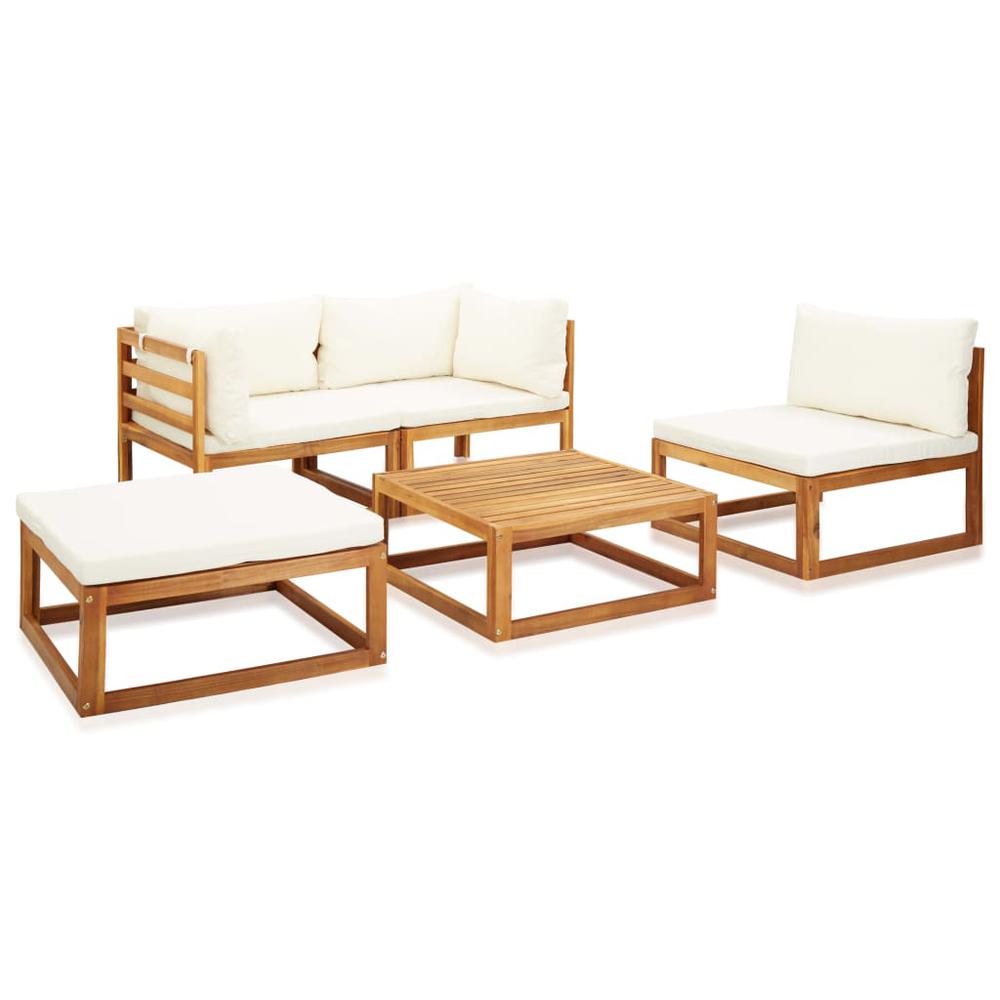vidaXL 5 Piece Garden Lounge Set with Cushions Solid Acacia Wood, 45916. Picture 3