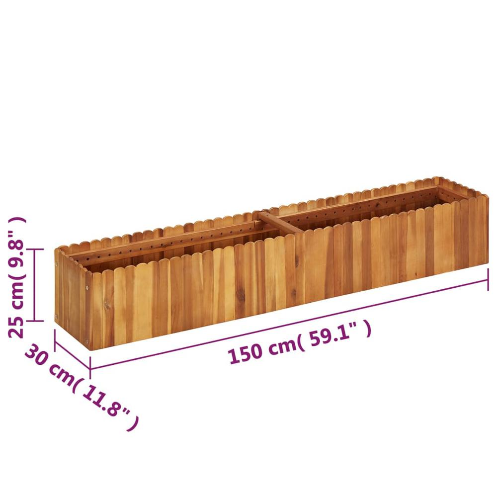 vidaXL Garden Raised Bed 59"x11.8"x9.8" Solid Acacia Wood, 45919. Picture 6