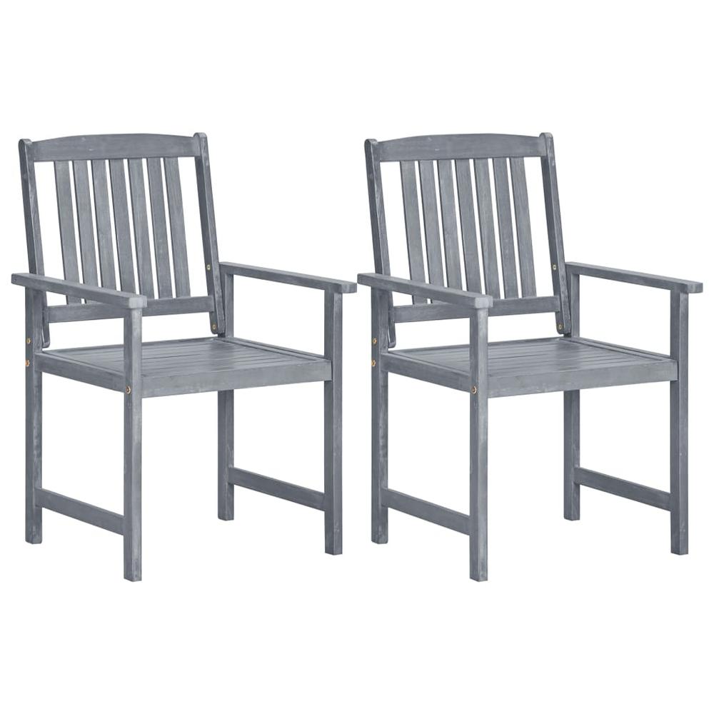 vidaXL Garden Chairs 2 pcs Gray Solid Acacia Wood, 45944. Picture 1