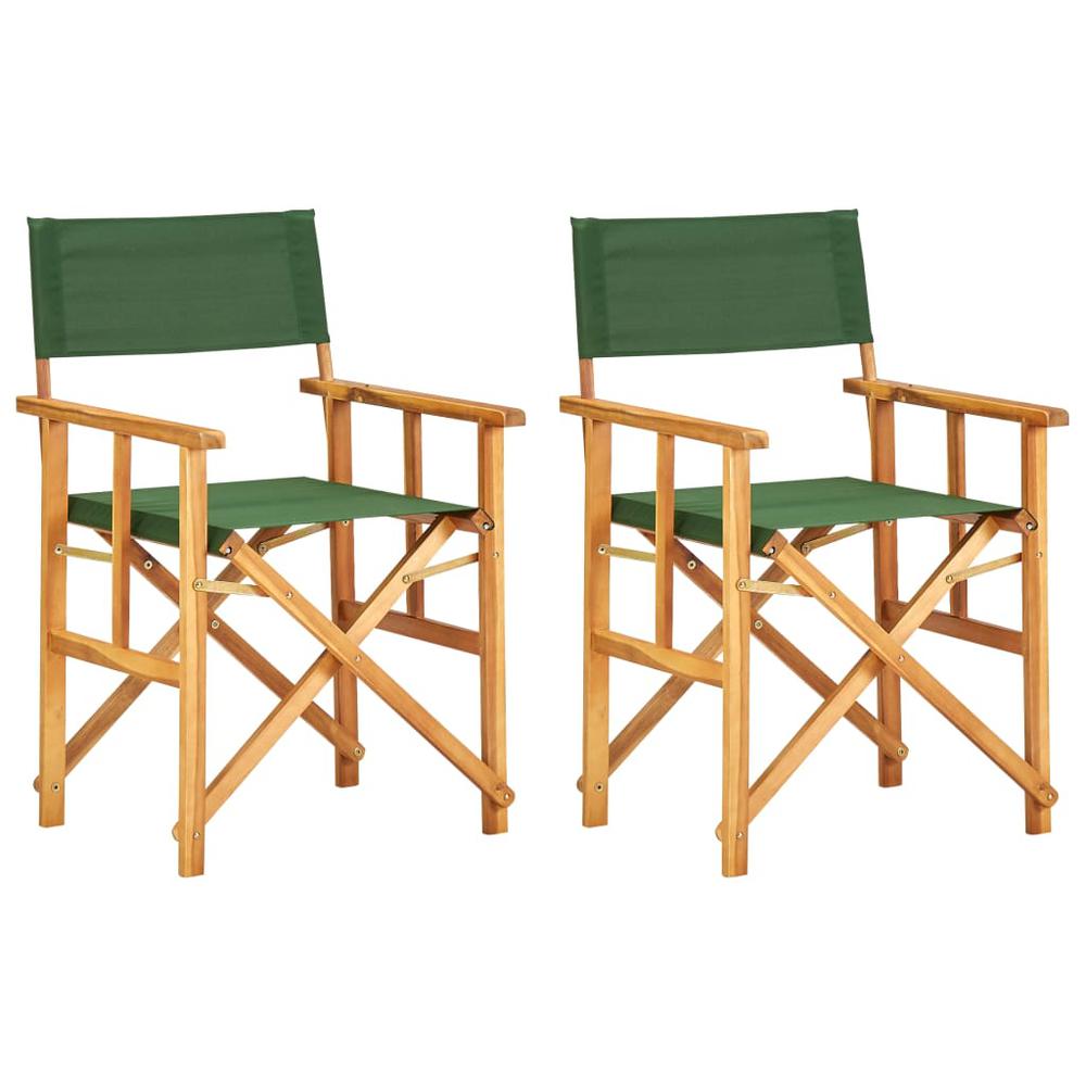 vidaXL Director's Chairs 2 pcs Solid Acacia Wood Green, 45949. Picture 1
