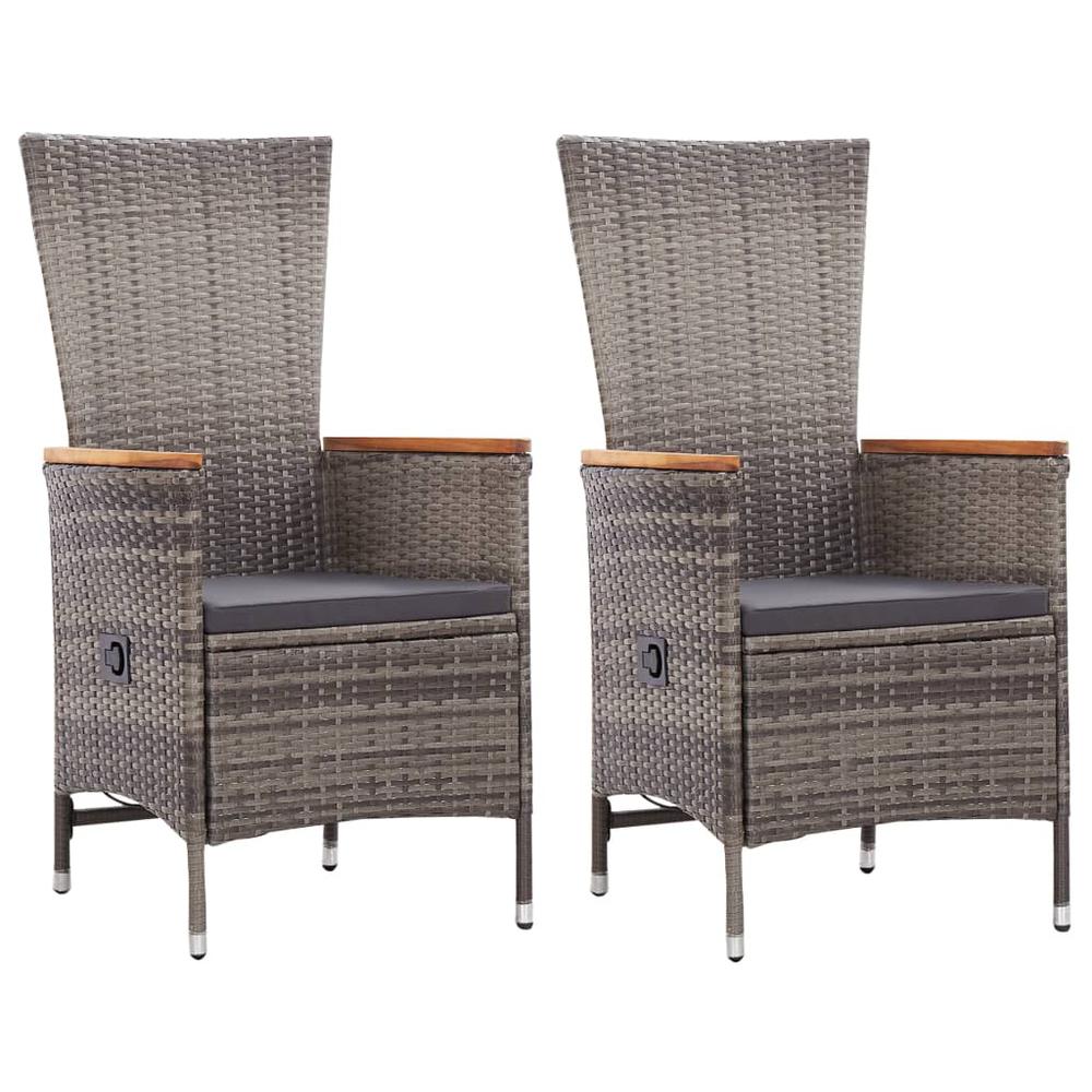 vidaXL Outdoor Chairs 2 pcs with Cushions Poly Rattan Gray, 46064. Picture 1
