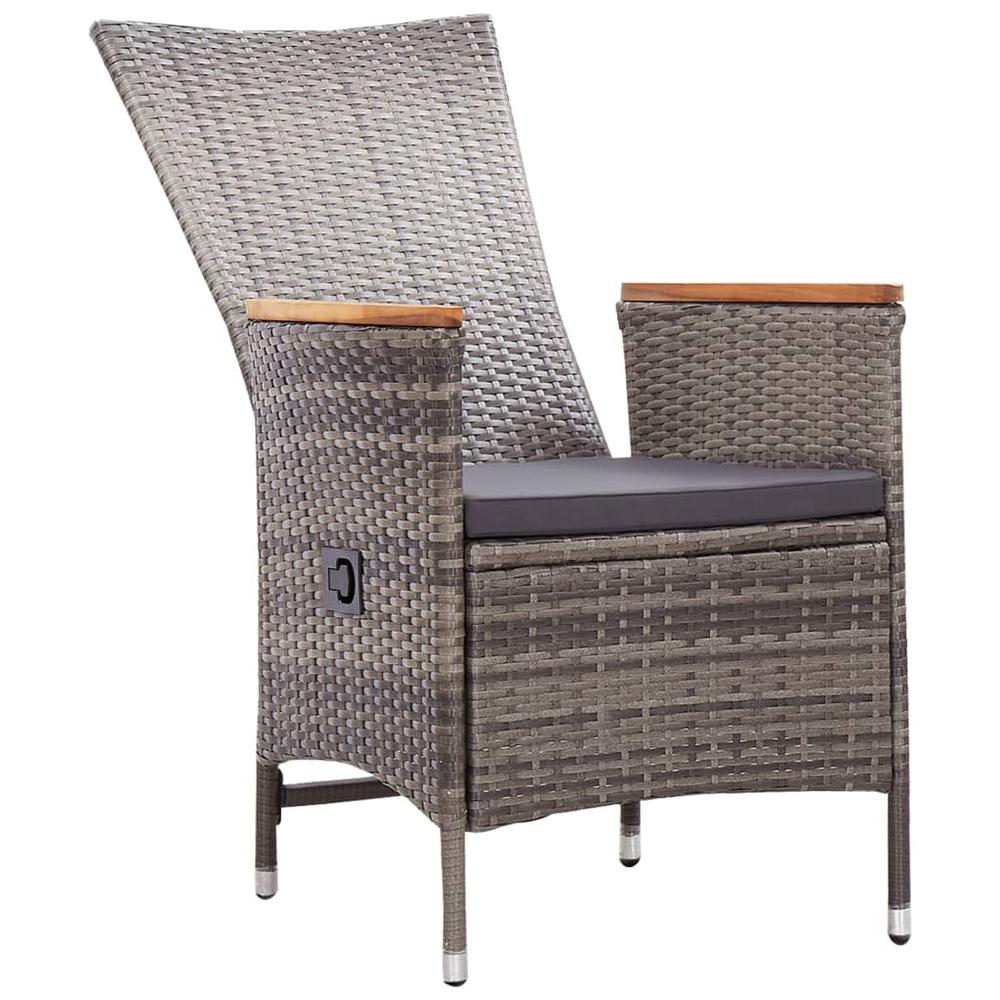 vidaXL Outdoor Chairs 2 pcs with Cushions Poly Rattan Gray, 46064. Picture 6