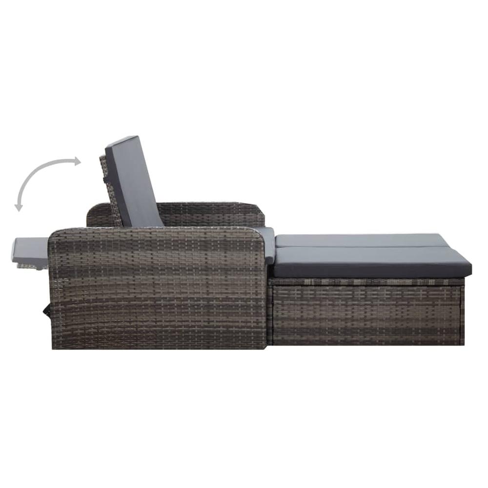 vidaXL 2 Piece Garden Lounge Set with Cushions Poly Rattan Gray, 46080. Picture 3