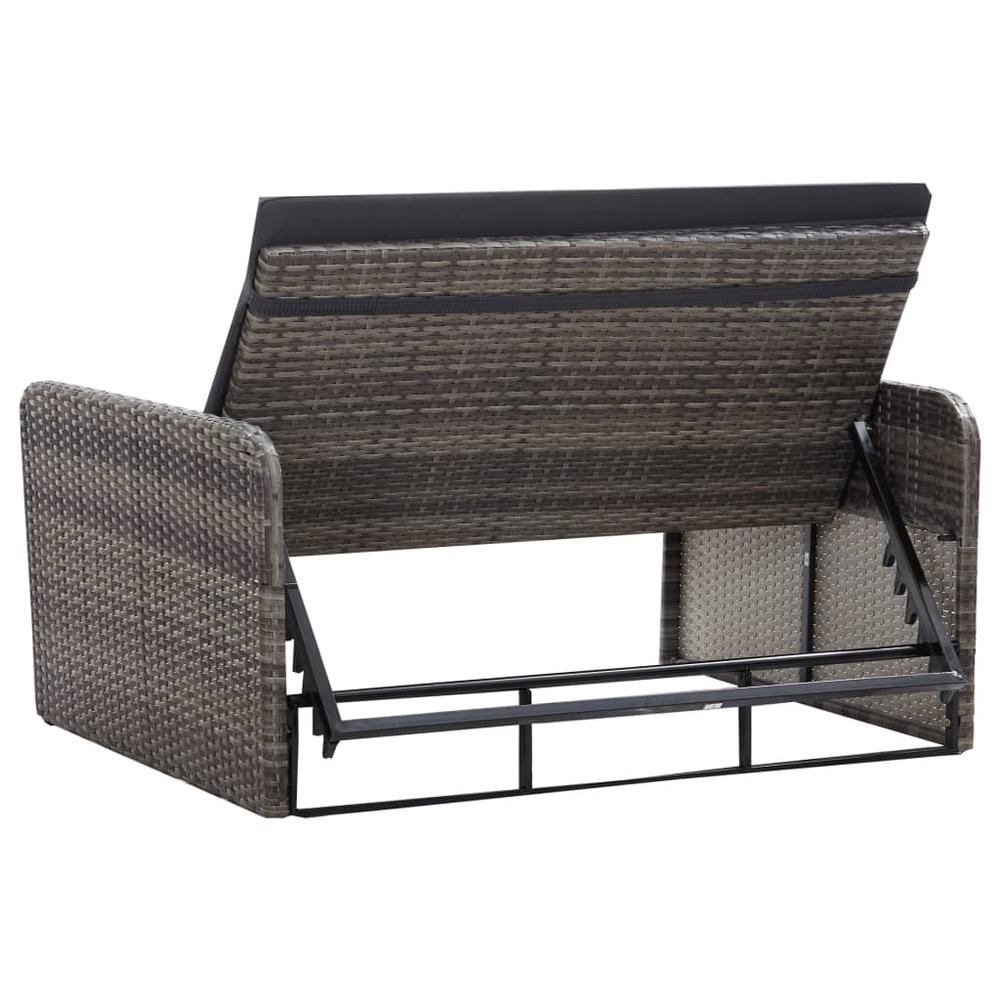 vidaXL 2 Piece Garden Lounge Set with Cushions Poly Rattan Gray, 46080. Picture 7