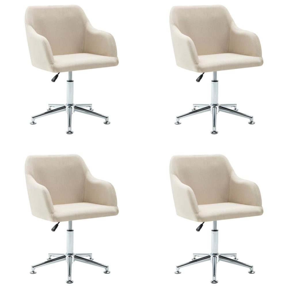 Swivel Dining Chairs 4 pcs Cream Fabric. Picture 1