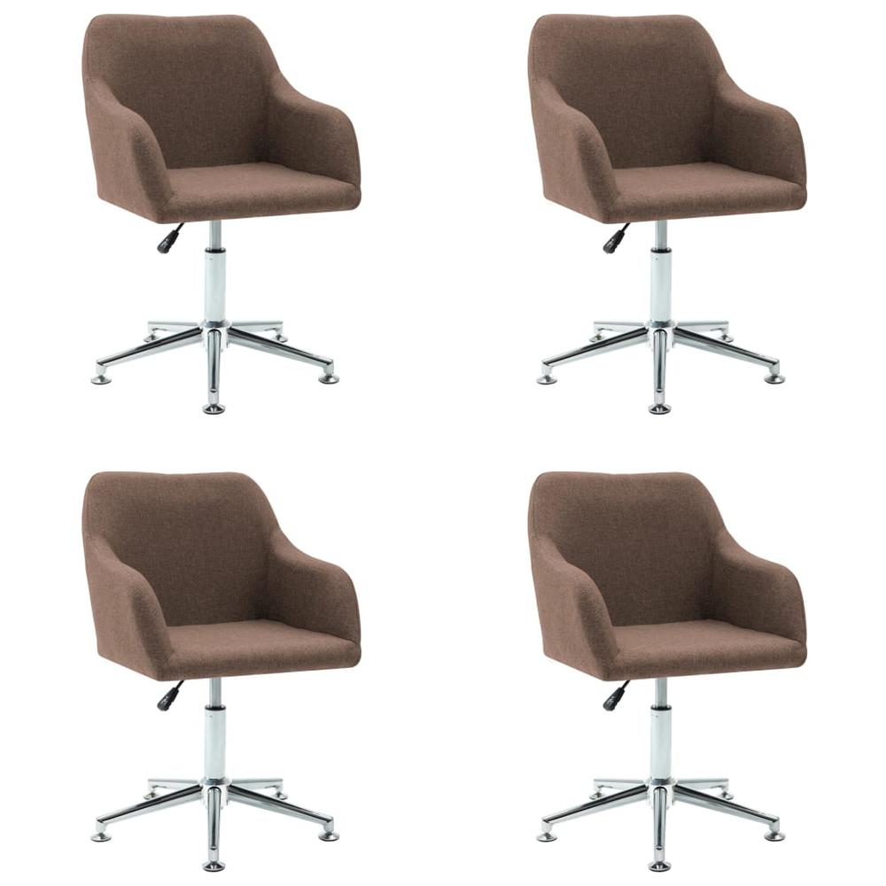 Swivel Dining Chairs 4 pcs Brown Fabric. Picture 1