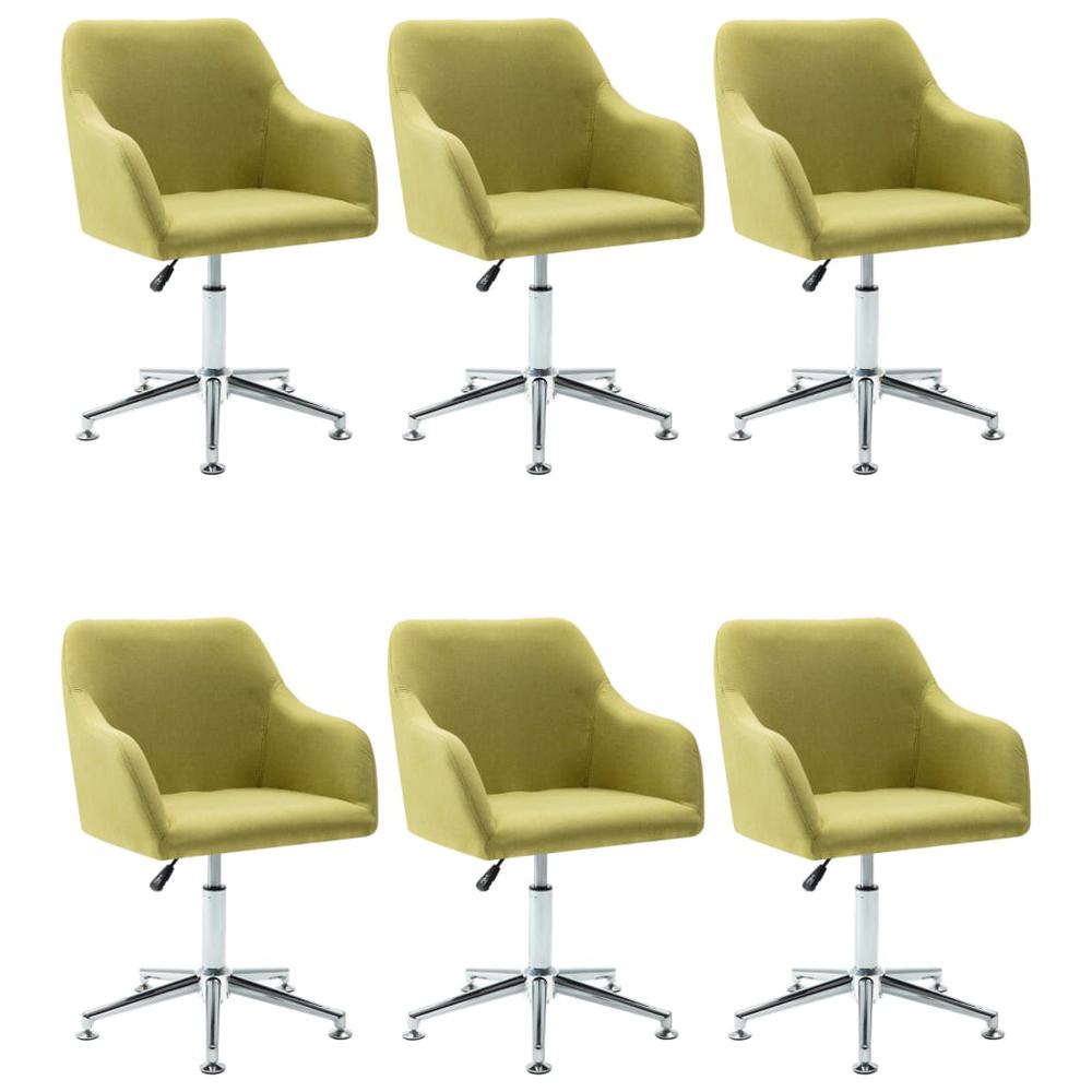 Swivel Dining Chairs 6 pcs Green Fabric. Picture 1