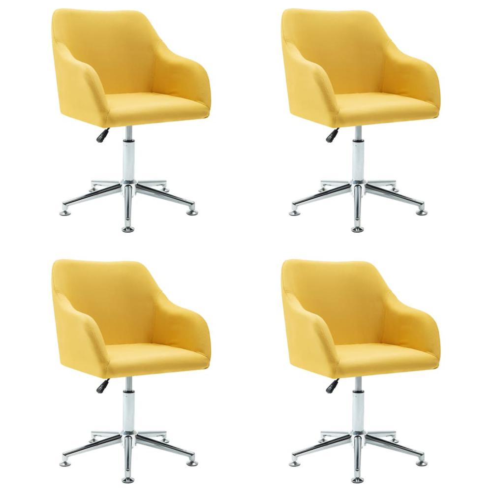 Swivel Dining Chairs 4 pcs Yellow Fabric. Picture 1