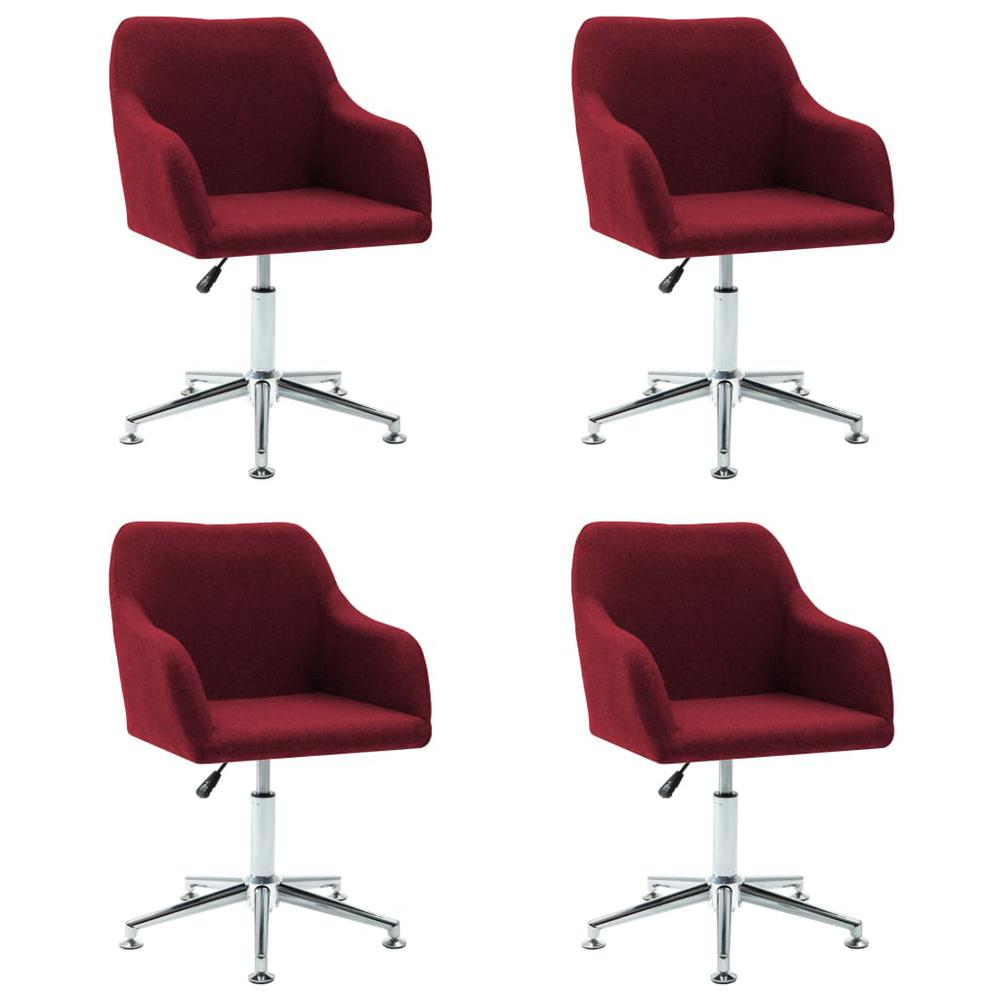 Swivel Dining Chairs 4 pcs Wine Red Fabric. Picture 1