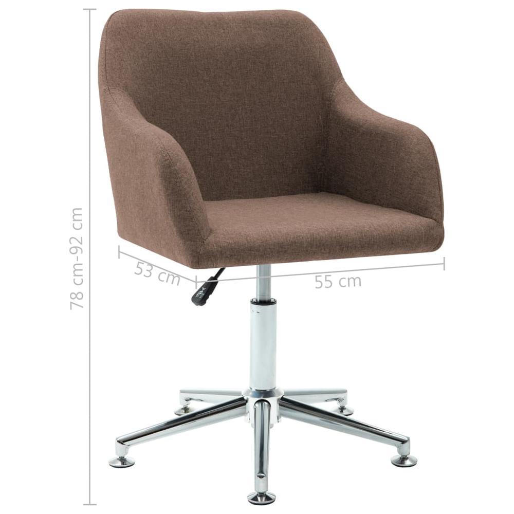 Swivel Office Chair Brown Fabric. Picture 7