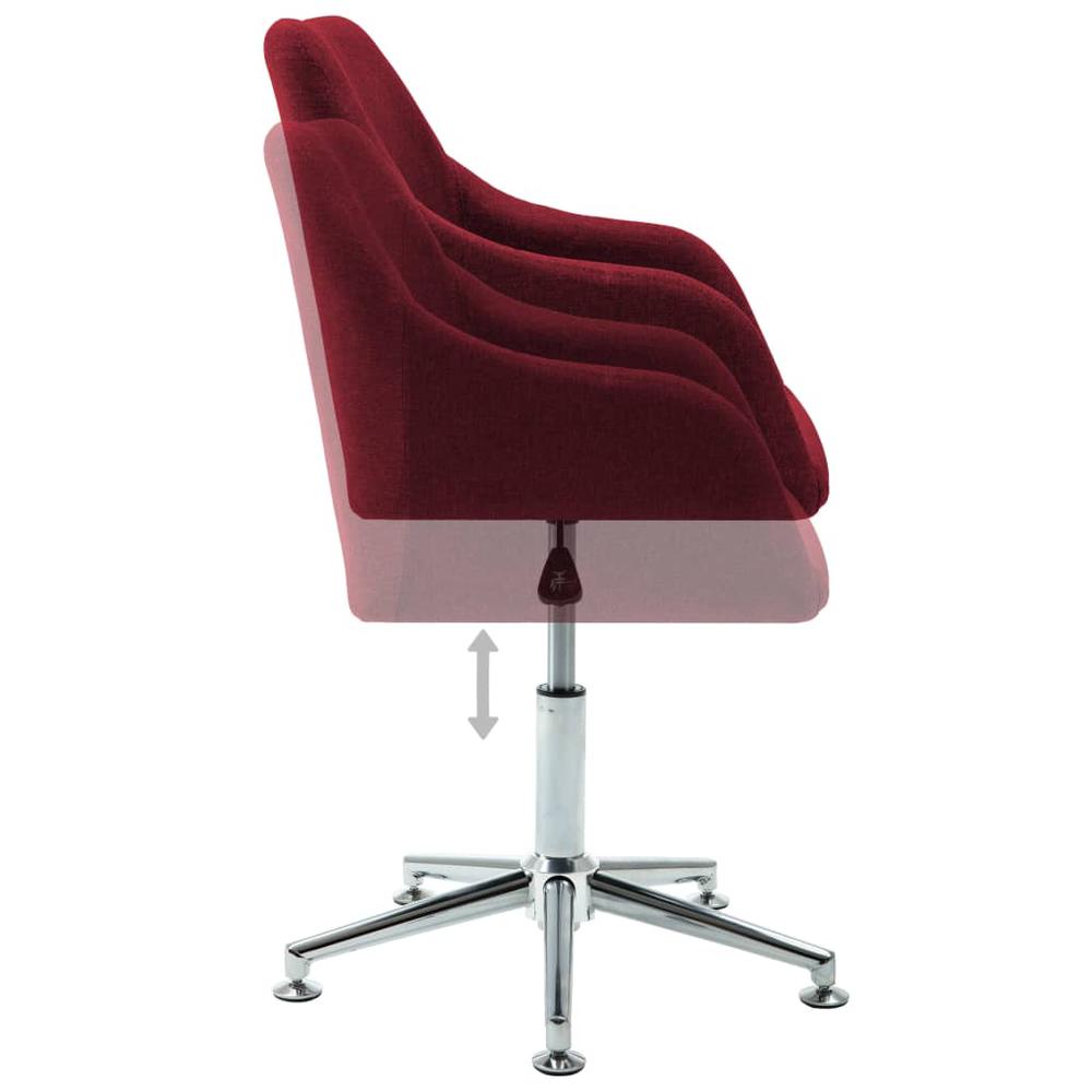 Swivel Office Chair Wine Red Fabric. Picture 4