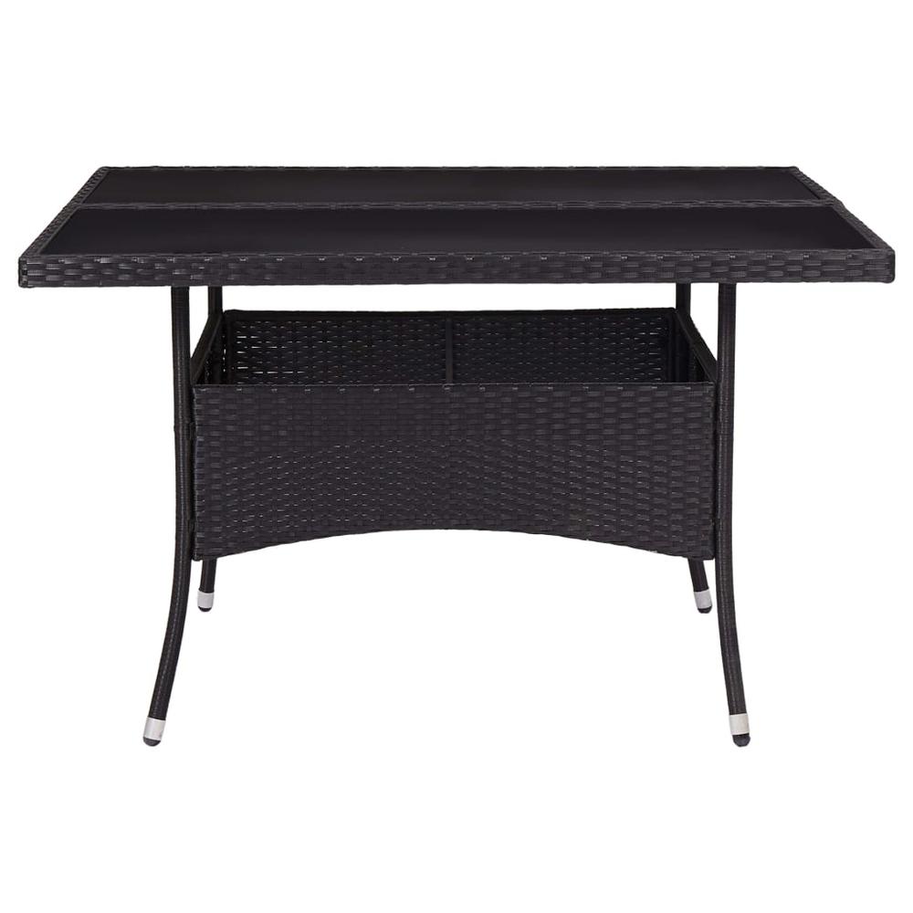 vidaXL Outdoor Dining Table Black Poly Rattan and Glass 6189. Picture 2