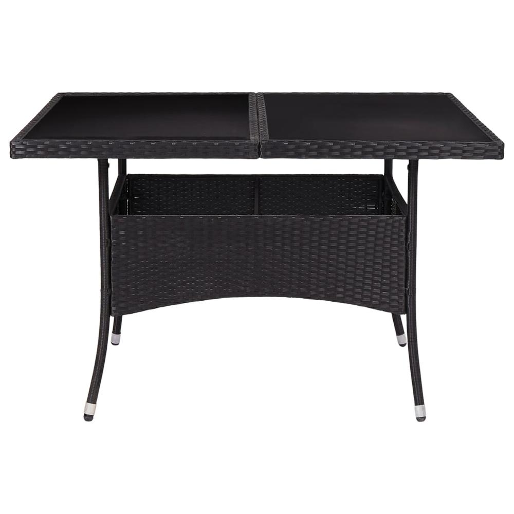 vidaXL Outdoor Dining Table Black Poly Rattan and Glass 6189. Picture 3