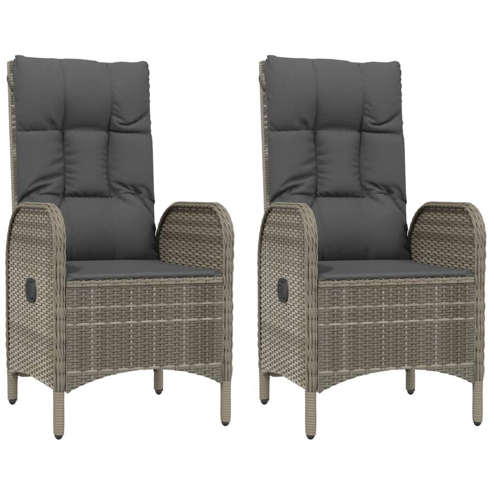 Patio Chairs 2 pcs Poly Rattan Gray. Picture 1
