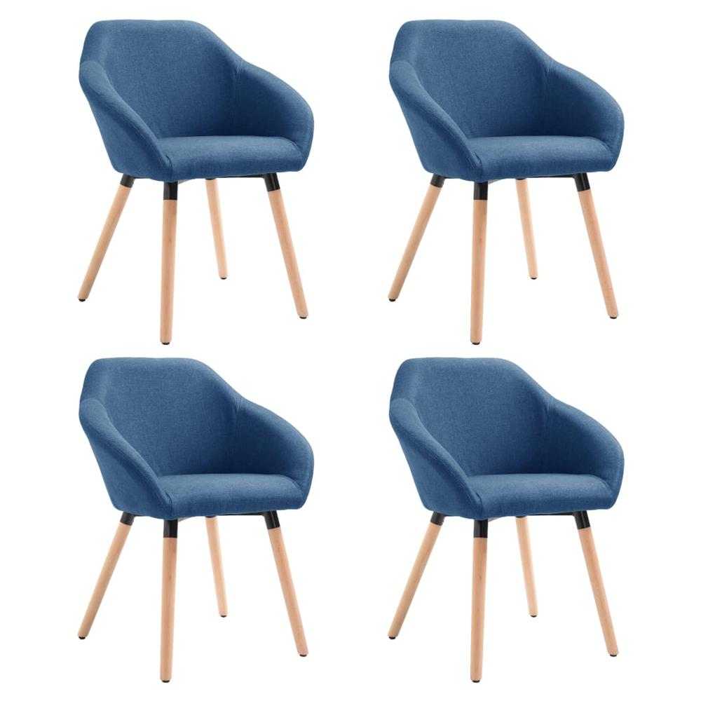 Dining Chairs 4 pcs Blue Fabric. Picture 1