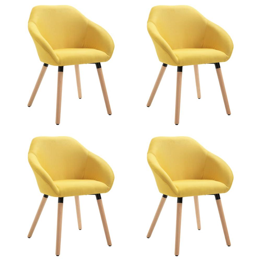 Dining Chairs 4 pcs Yellow Fabric. Picture 1