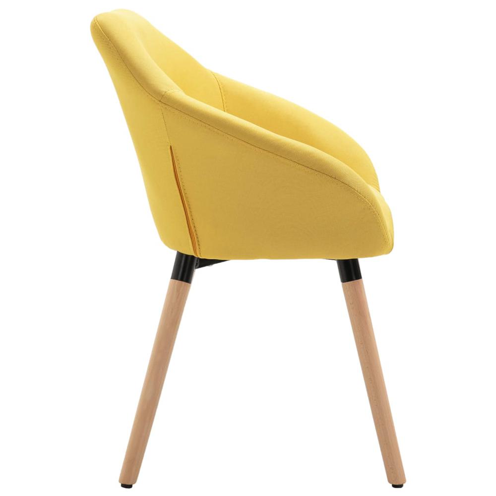 Dining Chairs 4 pcs Yellow Fabric. Picture 4