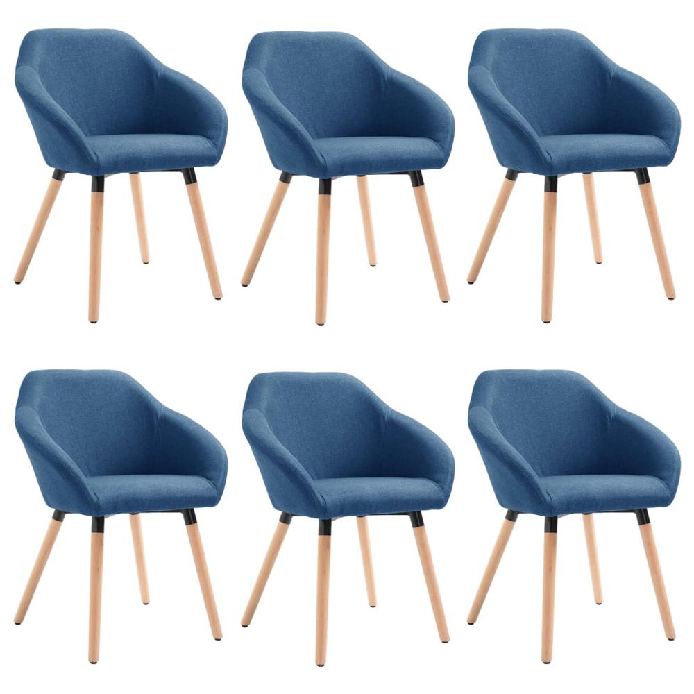Dining Chairs 6 pcs Blue Fabric. Picture 1