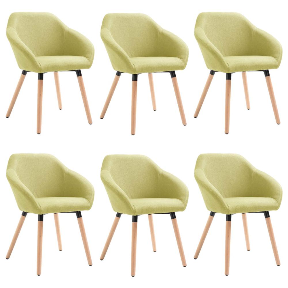 Dining Chairs 6 pcs Green Fabric. Picture 1