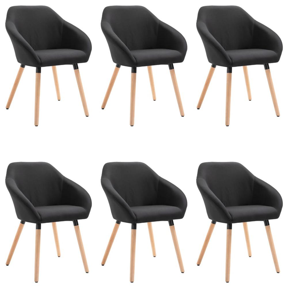 Dining Chairs 6 pcs Black Fabric. Picture 1