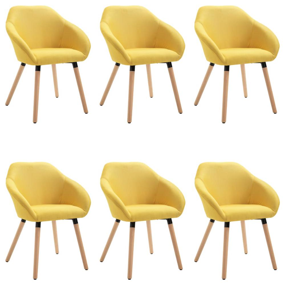 Dining Chairs 6 pcs Yellow Fabric. Picture 1