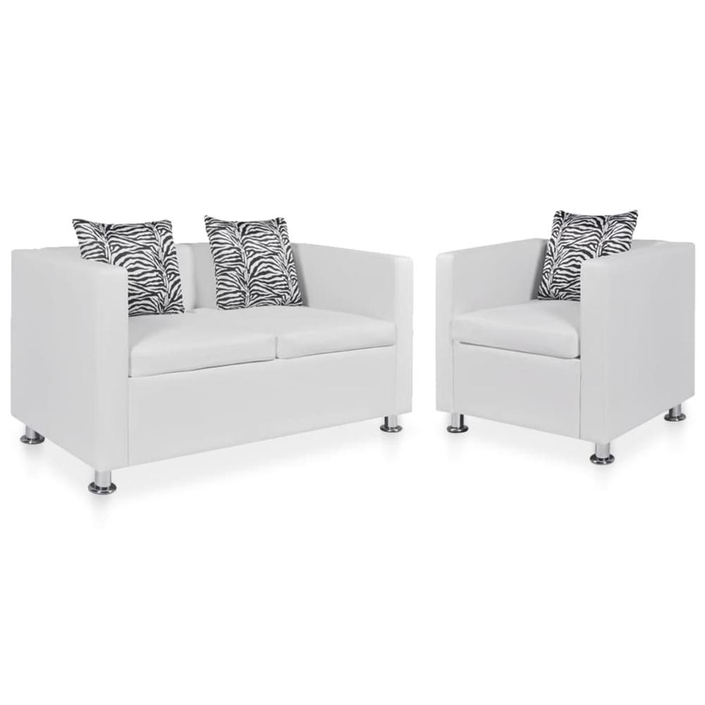 vidaXL Sofa Set Armchair and 2-Seater White Faux Leather, 278521. The main picture.