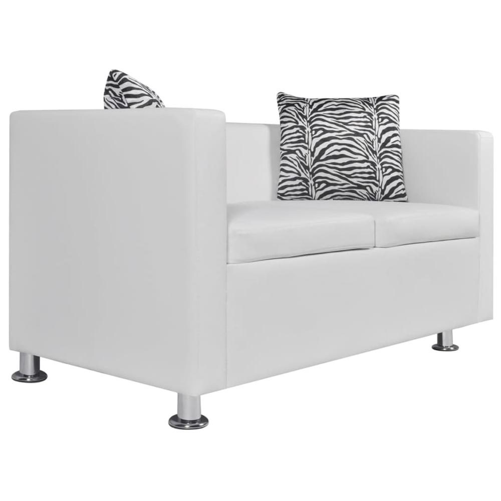 vidaXL Sofa Set Armchair and 2-Seater White Faux Leather, 278521. Picture 4