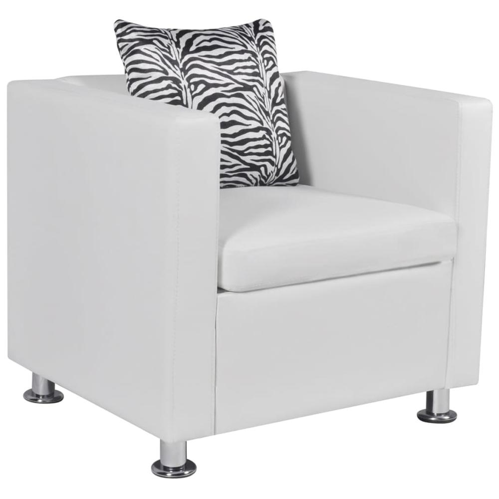 vidaXL Sofa Set Armchair and 2-Seater White Faux Leather, 278521. Picture 6