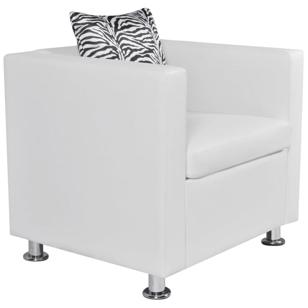 vidaXL Sofa Set Armchair and 2-Seater White Faux Leather, 278521. Picture 7