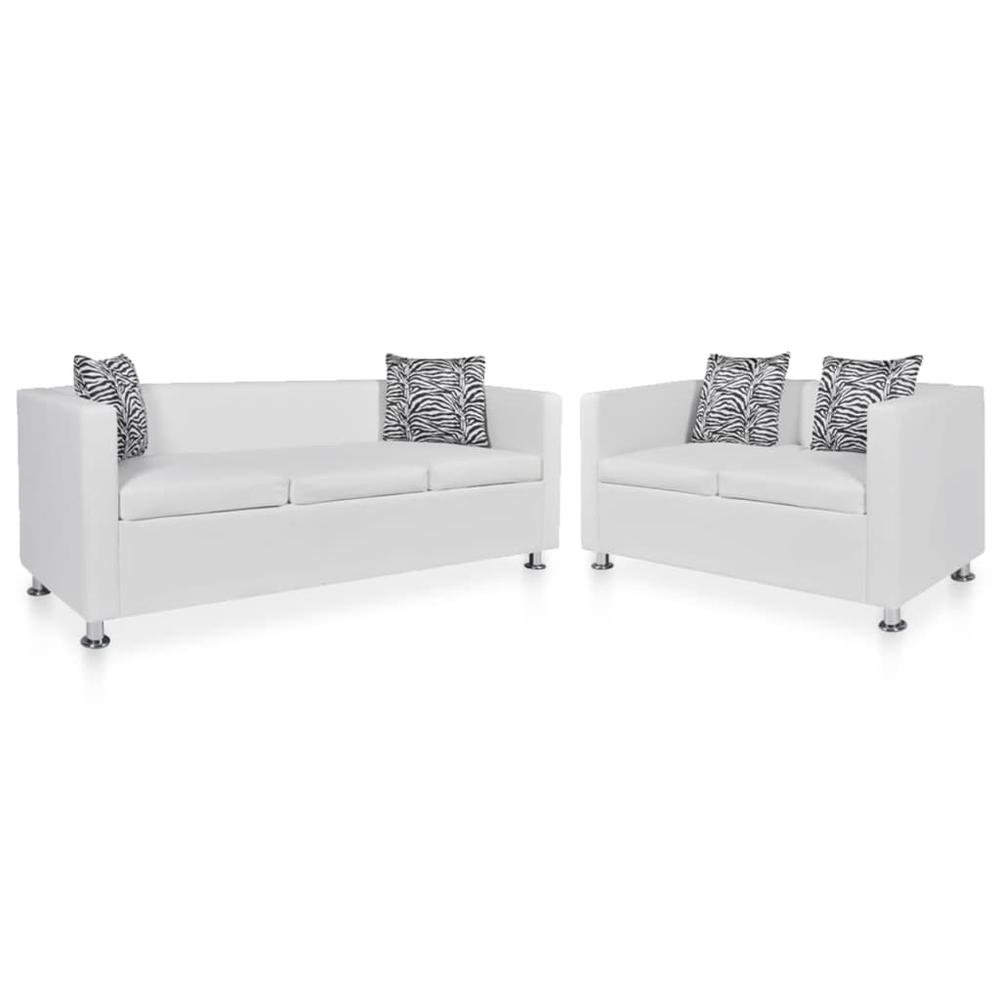 vidaXL Sofa Set 2-Seater and 3-Seater White Faux Leather, 278522. The main picture.