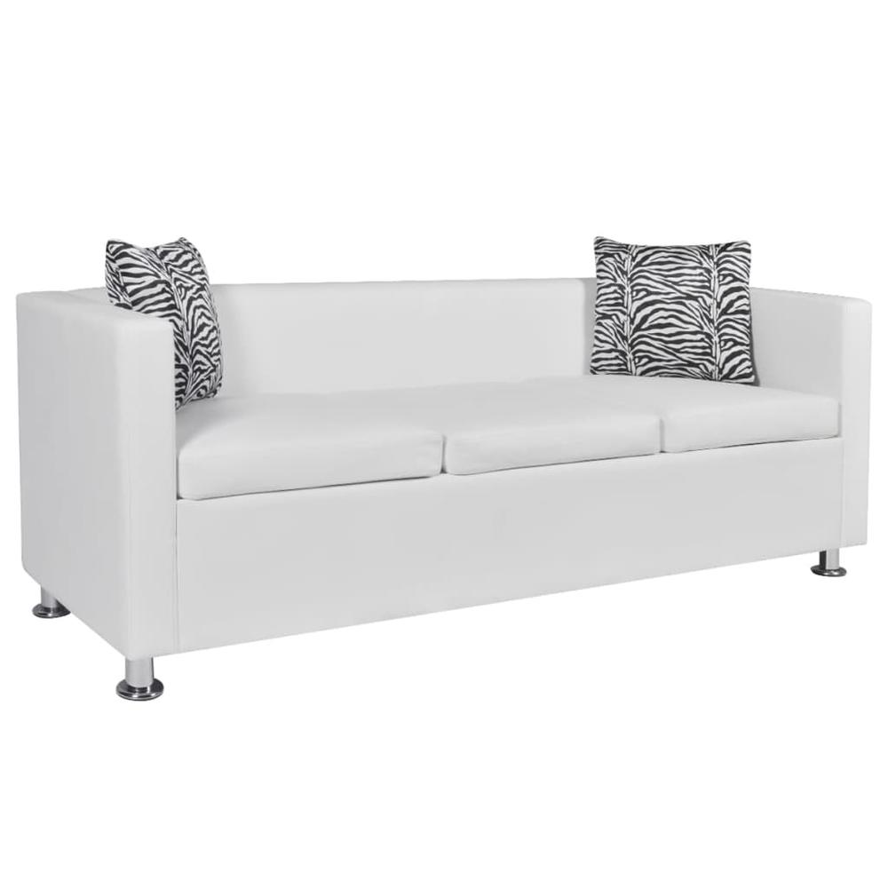 vidaXL Sofa Set 2-Seater and 3-Seater White Faux Leather, 278522. Picture 2