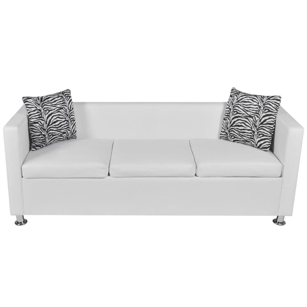 vidaXL Sofa Set 2-Seater and 3-Seater White Faux Leather, 278522. Picture 3