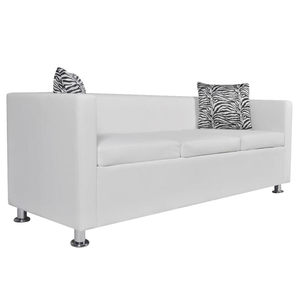 vidaXL Sofa Set 2-Seater and 3-Seater White Faux Leather, 278522. Picture 4
