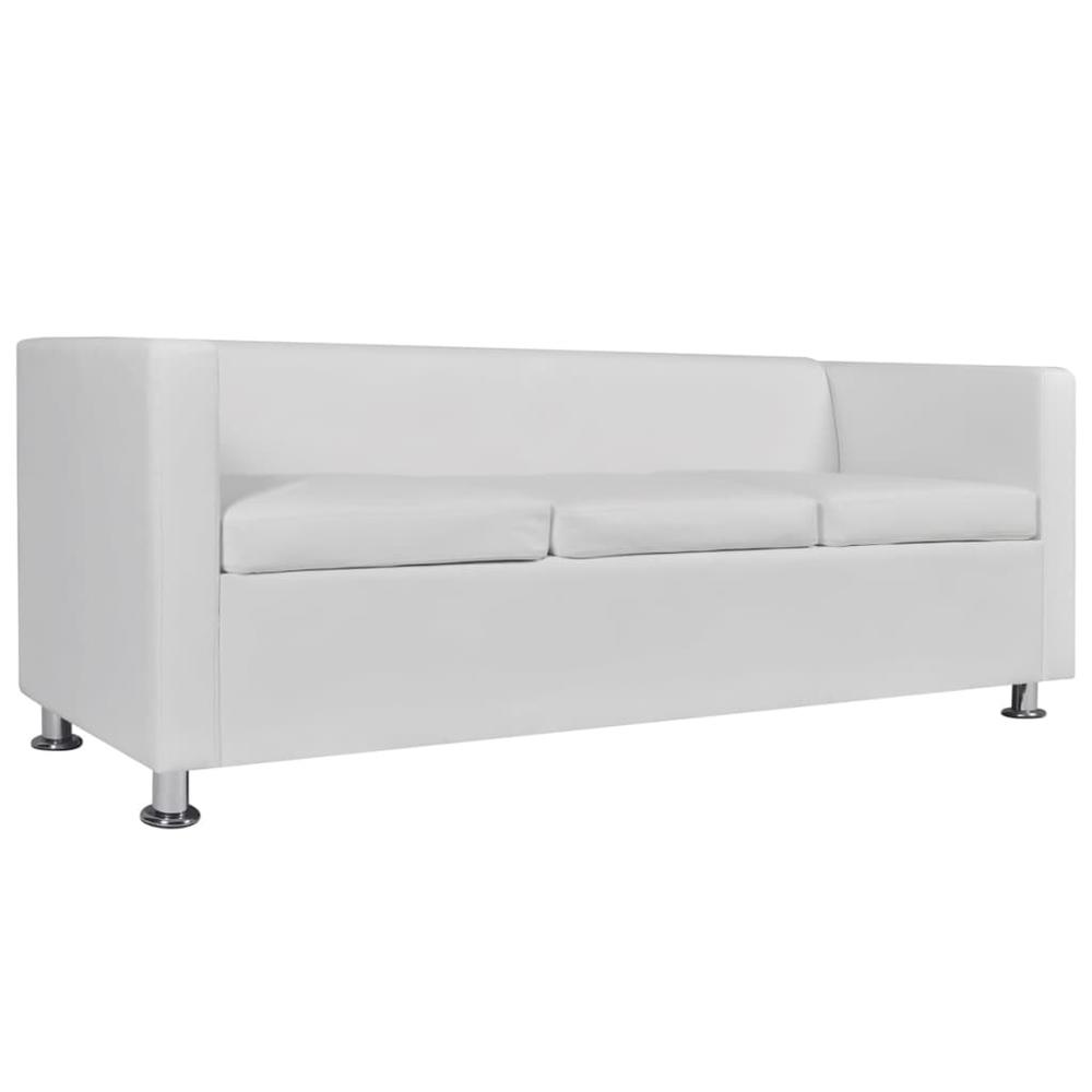 vidaXL Sofa Set 2-Seater and 3-Seater White Faux Leather, 278522. Picture 5