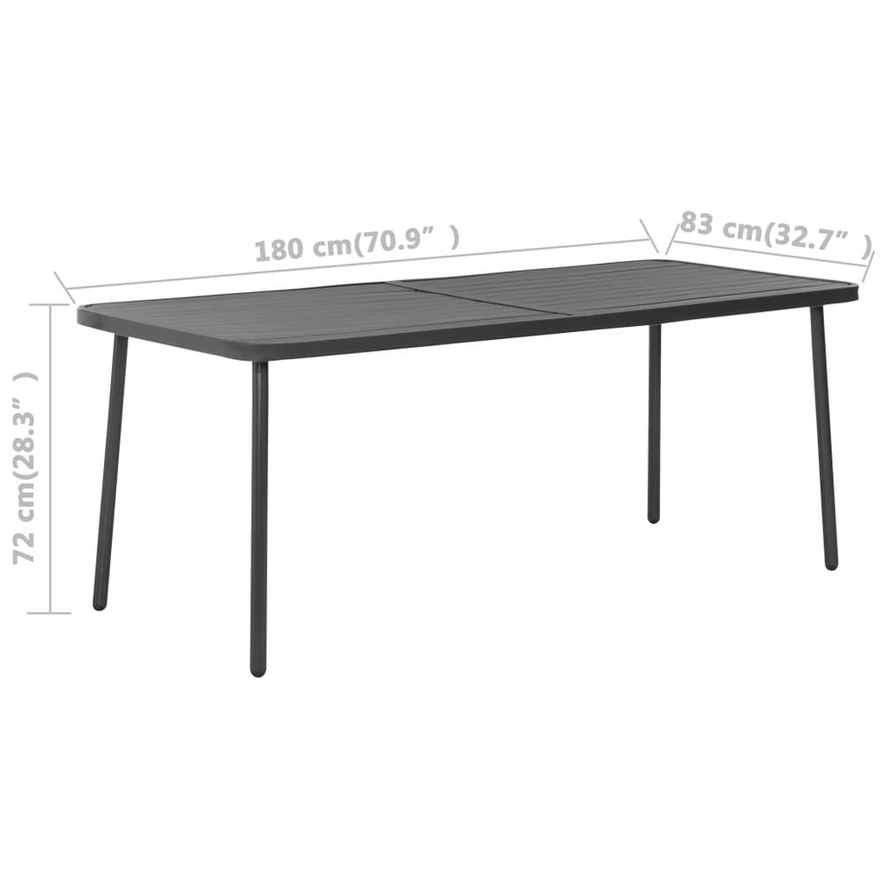 vidaXL Garden Table Dark Gray 70.9"x32.7"x28.3" Steel, 46632. Picture 6